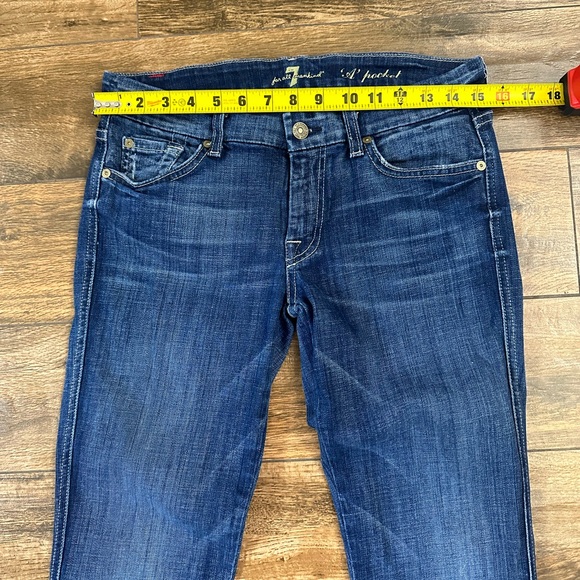 7 for all Mankind “A” Pocket Mid Rise Boot Cut Jeans with embellished Pocket 28T - Picture 3 of 15